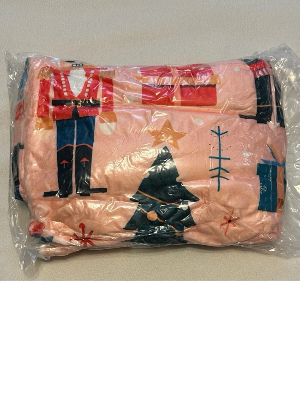 Pink Nutcracker & Christmas Tree Throw Blanket